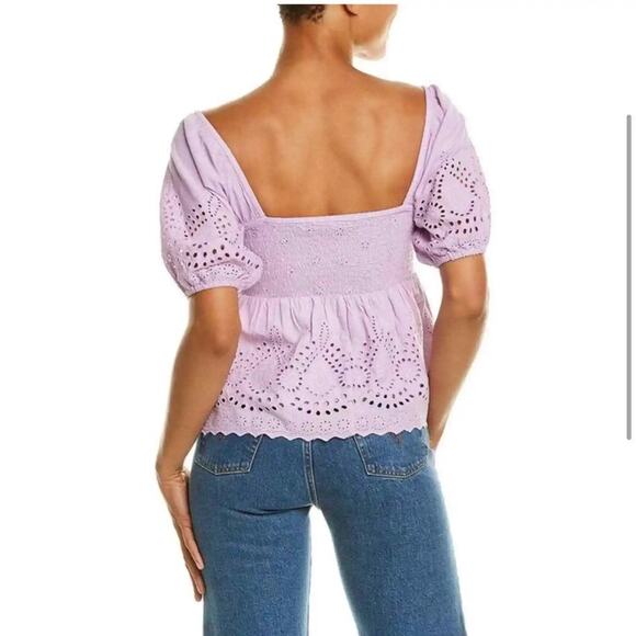 NWT Walter Baker Novalee Top Lavender Eyelet Medium (b40) - Picture 4 of 4